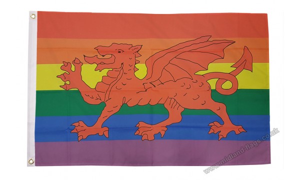 Rainbow Welsh Dragon Flag 